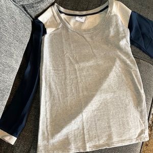 Mama Licious mixed media maternity sweater in grey and navy